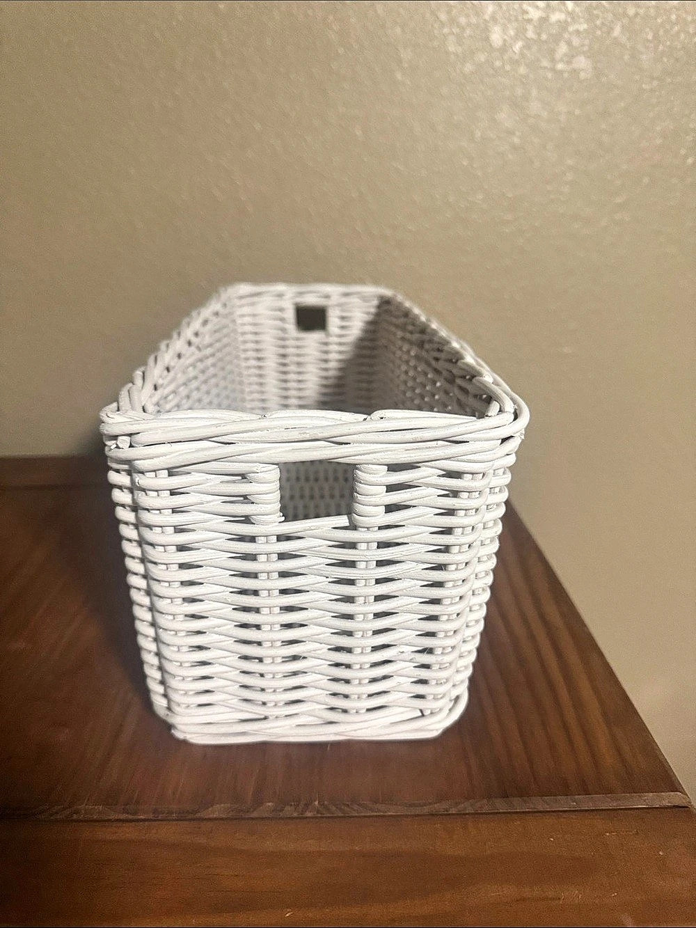 Pottery Barn White Woven Basket- diaper holder